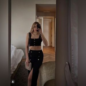 🌸 ZARA NEW WITH TAGS BUTTONED OTTOMAN KNIT SKIRT💕